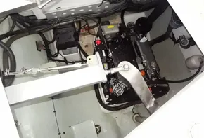 Engine compartment of a 2017 Leopard 45 catamaran.