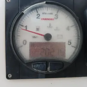 Yanmar RPM gauge on 2019 Beneteau Oceanis 41.1 sailboat dashboard.