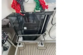 2019 Leopard 50 yacht deck with colorful ropes and modern equipment.