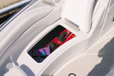 Crownline Deck Boat 240 EX - There is lots of up-front storage area thanks to the starboard side compartment that can hold full-length skis and wakeboards