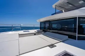 2025 Leopard 40 Powercat yacht deck with sleek design and ocean view.