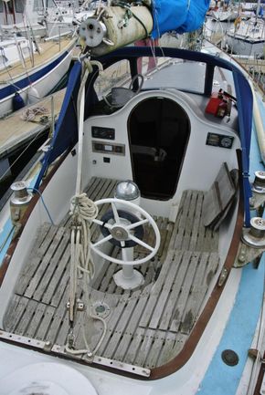 Cockpit with teak