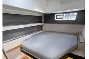 Modern interior cabin of 2020 Leopard 50 yacht with sleek design and ambient lighting.