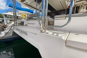 2020 Leopard 50 yacht docked, featuring sleek design and modern amenities.