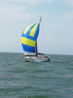 The spinnaker shown is borrowed but is the same size