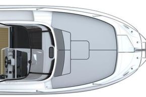 Jeanneau Cap Camarat 7.5 WA - diagram of cockpit with seats folded