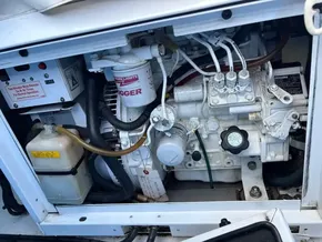 Engine compartment of a 2019 Leopard 40, showcasing detailed mechanical components and wiring.