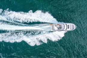 Jeanneau Merry Fisher 1295 Flybridge - on the water overhead view