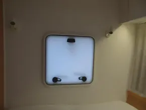 Interior cabin window of a 2020 Lagoon 42 catamaran.