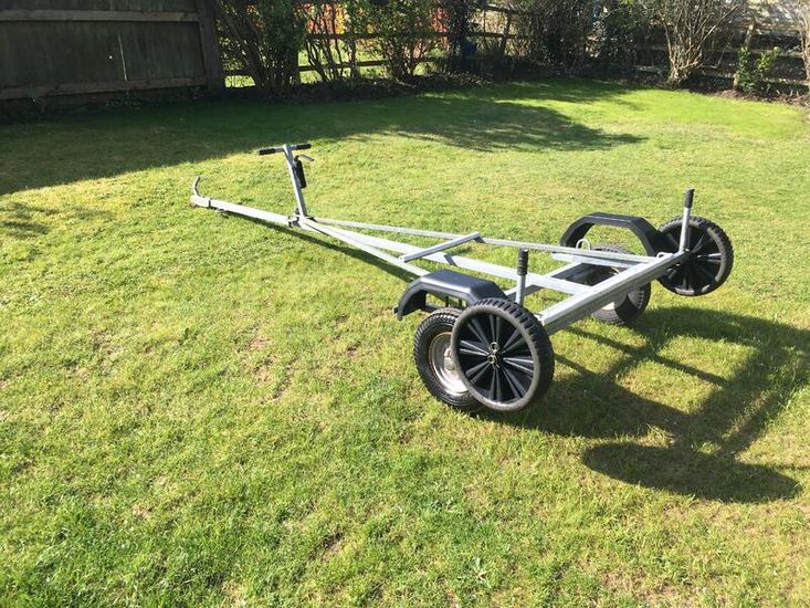 Topper sailing dinghy galvanised launching trolley and road base