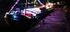 Dutch barge with idyllic island mooring