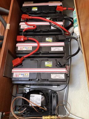 Battery bank and fridge compressor