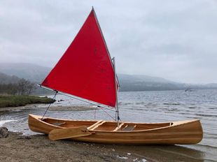 Cedar strip sailing canoe