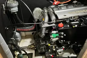 Engine compartment of 2023 Beneteau Oceanis 51.1 yacht, featuring Yanmar engine components.