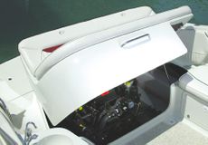 Crownline Bowrider 236 LS - The engine compartment cover doubles as a comfortable cushioned seat in the aft passenger area