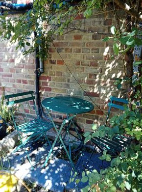 outside sitting area under plum tree