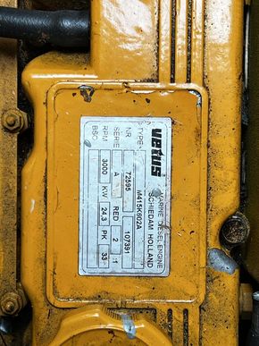View of the engine label with details