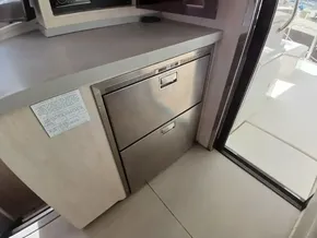 Stainless steel drawers in 2019 Leopard 45 yacht interior.