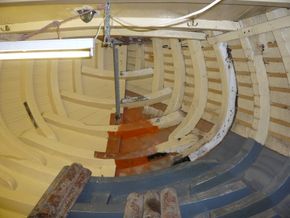 up in under the fore deck with new floors and repainting