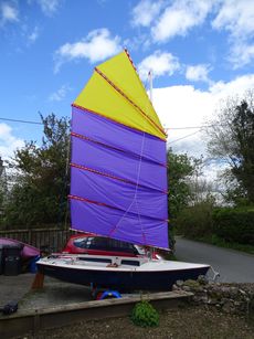 Wanderer dinghy, junk rig.