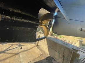 Propeller of a 1901 Classic Dutch Barge, showcasing vintage maritime engineering.