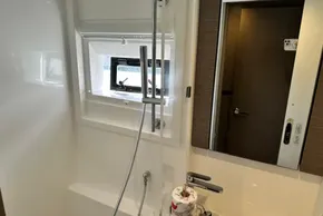 Bathroom interior of 2025 Robertson and Caine Leopard 46 Powercat yacht.