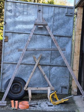 A Frame, X frame, spare tyre, trailer clamp, ratchet straps for