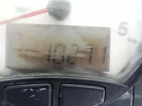 Close-up of Leopard 50 speedometer showing 10271 miles, model year 2020.