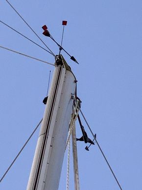 Masthead with wind instruments and VHF Aerial