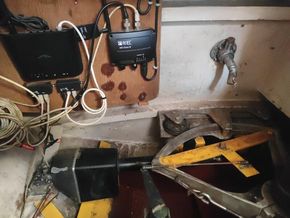 Steering gear access cupboard