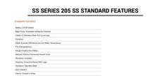 SS Series 205 SS Specs