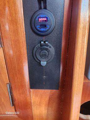 USB and 12V sockets by chart table