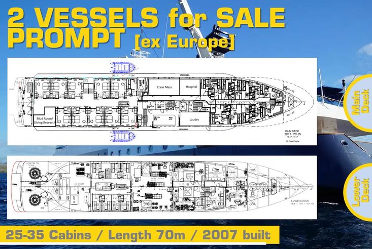 70m / Small Cruise Vessel (Conversion) for PROMPT Sale / #439F
