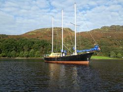 80 foot stay sail schooner. Classic cruiser
