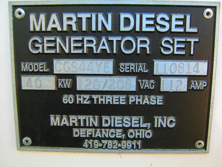 40 KW Martin Diesel Generator