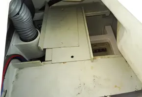 Engine compartment of a 2017 Leopard 43 Powercat with visible wiring and ventilation.