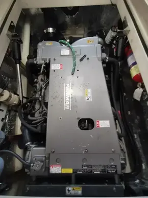 Engine compartment of a 2017 Leopard 43 Powercat with Yanmar engine.