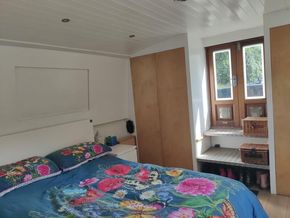 Master bedroom with two double wardrobes and access to bow deck