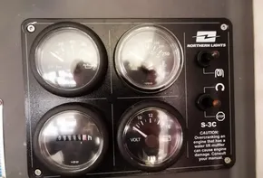 2017 Leopard 43 Powercat engine control panel with gauges and Northern Lights S-3C system.