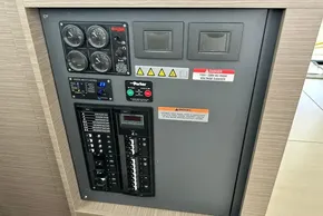 Electrical control panel on a 2025 Robertson and Caine Leopard 46 Powercat yacht.