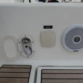 Beneteau Oceanis 41.1 yacht deck features speaker and control panel, 2019 model.