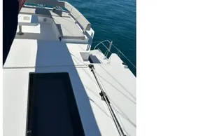2022 Leopard 42 yacht deck with ocean view, showcasing sleek design and spacious layout.