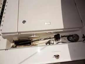 Anchor locker of a 2021 Leopard 40 catamaran with chain and winch.