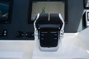 Throttle controls on a 2025 Leopard 40 Powercat yacht dashboard.