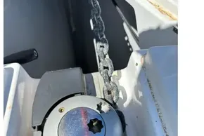 Anchor windlass on Jeanneau Sun Odyssey 389, 2020 model, with visible chain.