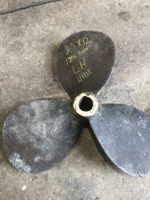 LH 20″ x 12″, 3 Blade Bronze Hyde Propeller, 1 5/16″ bore