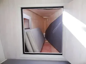 Storage compartment inside a 2015 Leopard 51 Powercat yacht.