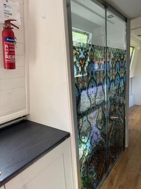 WC & SInk (behind stained glass effect door)