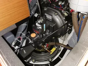 Engine compartment of 2019 Jeanneau Sun Odyssey 389 sailboat, showcasing mechanical components.