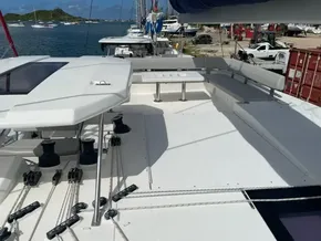 Spacious deck of 2020 Leopard 50 yacht with seating and ocean view.